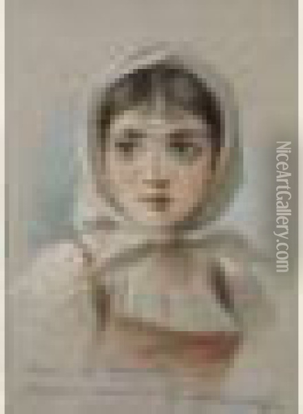 Portrait Of A Peasant Girl Oil Painting - Theodore Tchoumakoff