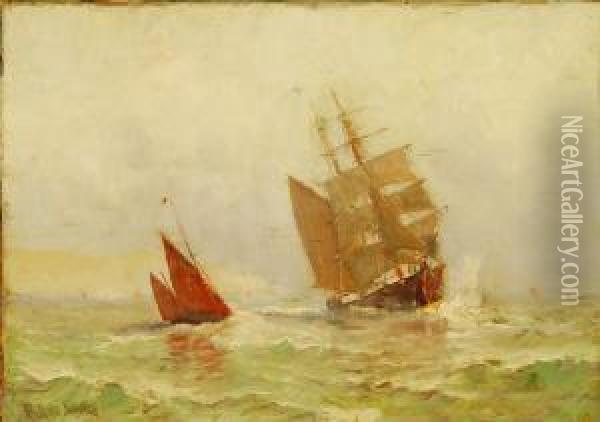 Brigantine Coming Into Port Oil Painting - Marshall Johnson