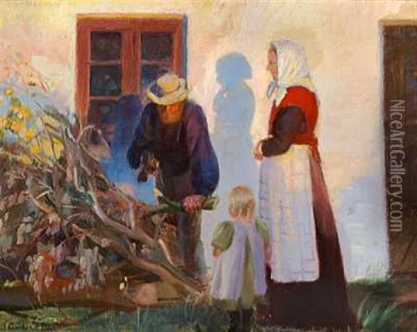 Der Skaeres Grene Foran Et Husmandssted I Skagen Oil Painting - Anna Kirstine Ancher
