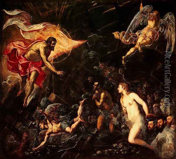 The Descent into Hell Oil Painting - Jacopo Tintoretto (Robusti)