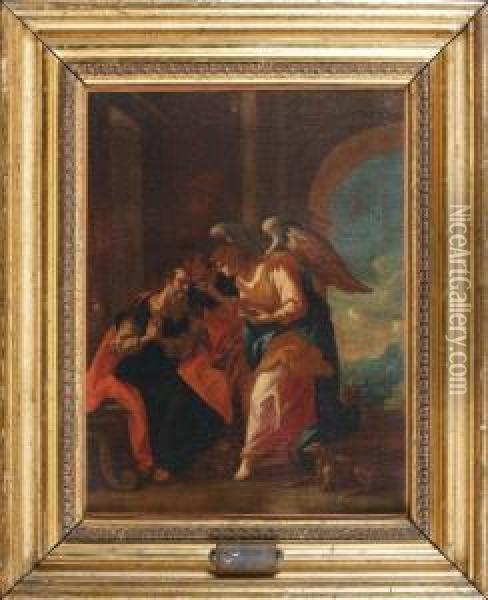 L'ange Raphael Rendant La Vue A Tobie Oil Painting - Valerio Castello