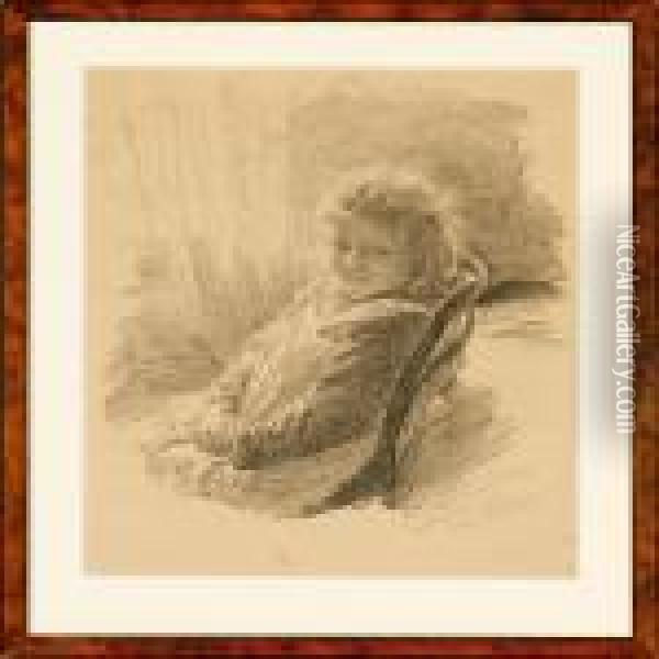 The Little Girl Erna Westphal In A Chair Oil Painting - Bertha Wegmann