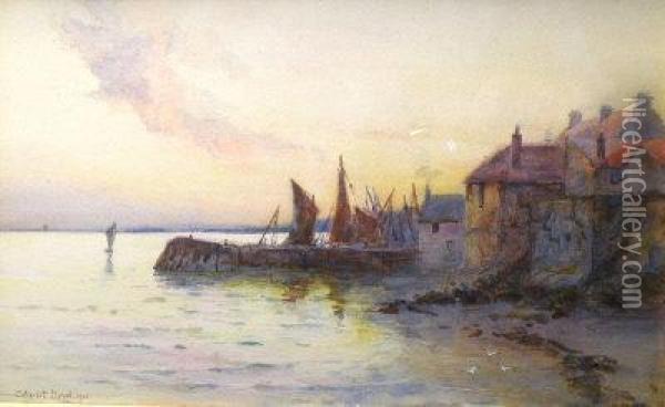 A Fishing Village At Twilight Oil Painting - Walker Stuart Lloyd
