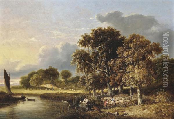 Sheep Dipping Oil Painting - Samuel David Colkett