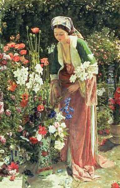 In the Beys Garden Oil Painting - John Frederick Lewis