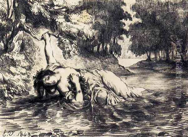 The Death of Ophelia 1843 Oil Painting - Eugene Delacroix