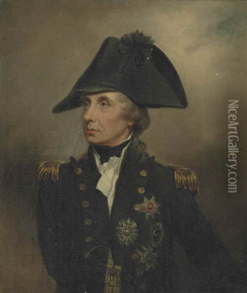 Portrait Of Horatio, Viscount Nelson, K.b., Vice-admiral Of The White, In Vice-admiral's Undress Uniform, Cocked Hat With Black Silk Cockade Oil Painting - Arthur William Devis