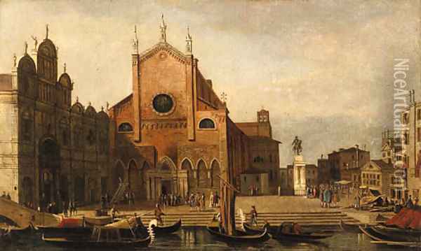 Views of Venice SS. Giovanni e Paolo and the Monument to Bartolommeo Colleoni seen from across the Rio dei Mendicanti Oil Painting - (Giovanni Antonio Canal) Canaletto