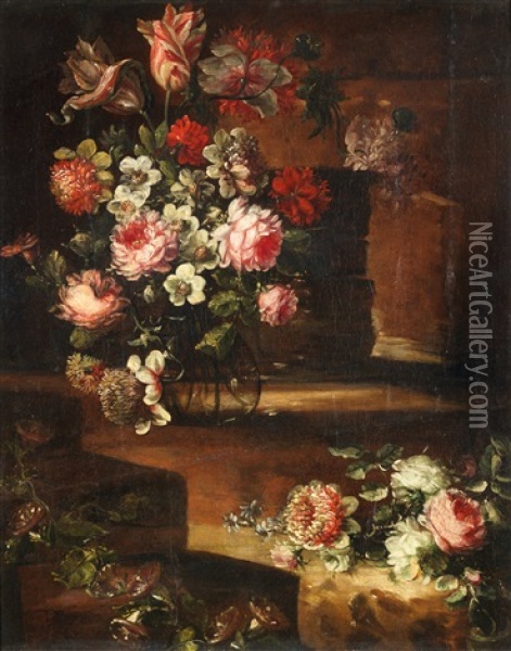 Nature Morte Aux Fleurs Oil Painting - Margherita Caffi