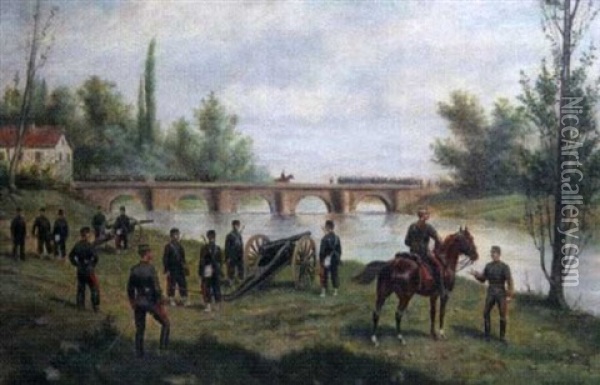 Military Scene Oil Painting - Paul Emile Leon Perboyre