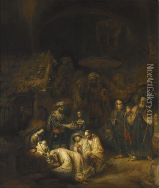 The Adoration Of The Magi Oil Painting - Rembrandt Van Rijn