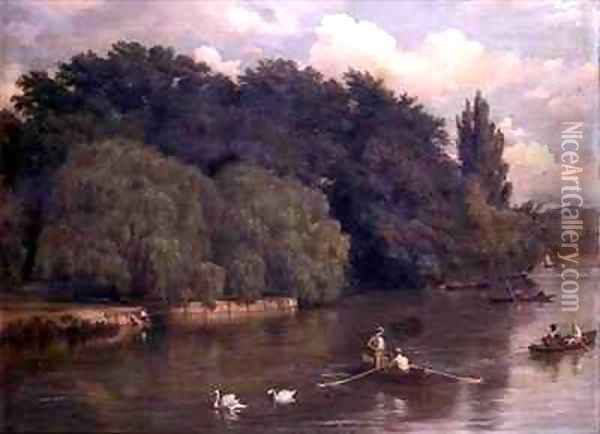 A River Scene in Kent Oil Painting - Arthur Gilbert