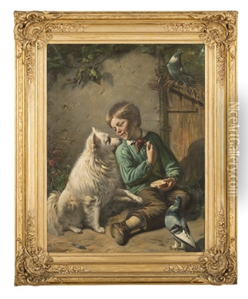 Das Bettelnde Hundchen Oil Painting - Johannes Hinderikus Egenberger