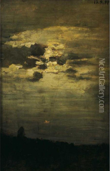 Nuvole Al Tramonto Oil Painting - Lorenzo Delleani