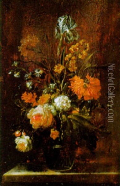 Blumenstraus In Einer Glasvase Oil Painting - Jan-Baptiste Bosschaert