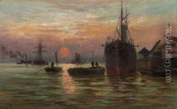 Harbor View, London Oil Painting - George Henry Smillie
