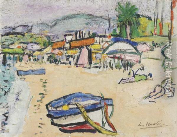 On The Beach, South Of France Oil Painting - George Leslie Hunter