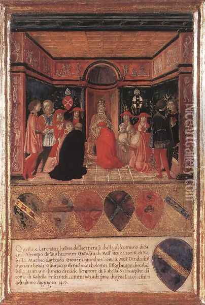 Pope Pius II Names Cardinal His Nephew 1460 Oil Painting - Francesco Di Giorgio Martini