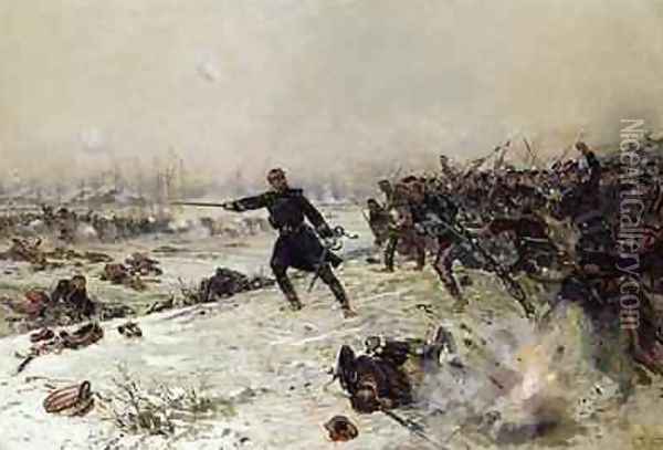 Episode of the War of 1870 Battle of Chenebier 16th January 1871 1882 Oil Painting - Alphonse Marie de Neuville
