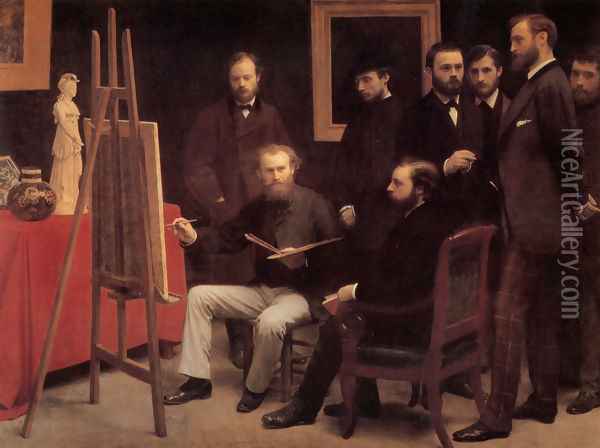 An Atelier in the Batignolles 1870 Oil Painting - Ignace Henri Jean Fantin-Latour