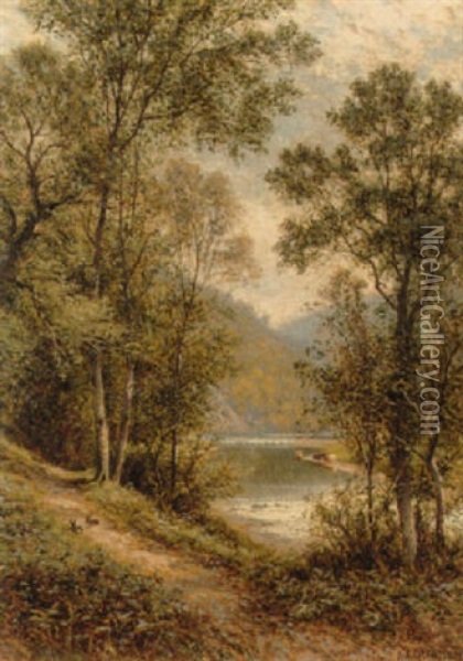 Path On The River Bank Oil Painting - Alfred Augustus Glendening Sr.