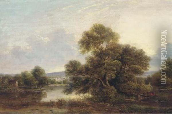 A Tranquil Backwater Oil Painting - Edward Charles Williams