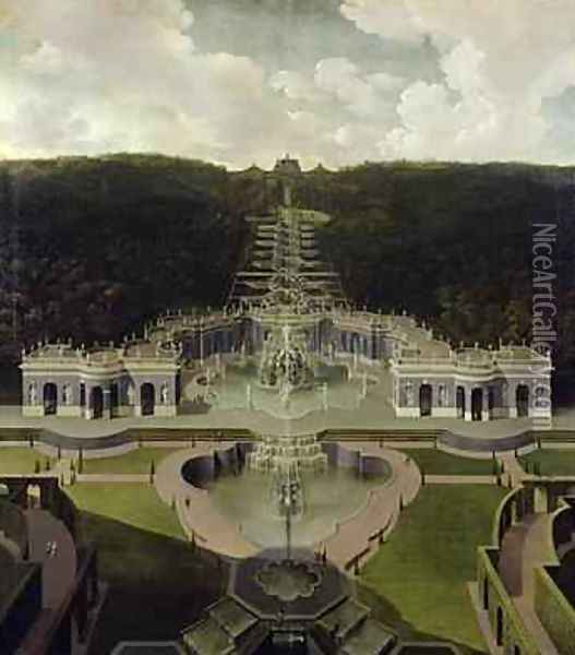 View from the Grotto with Fountains from the Cascades to the Octagon after 1716 Oil Painting - Jan van Nickelen