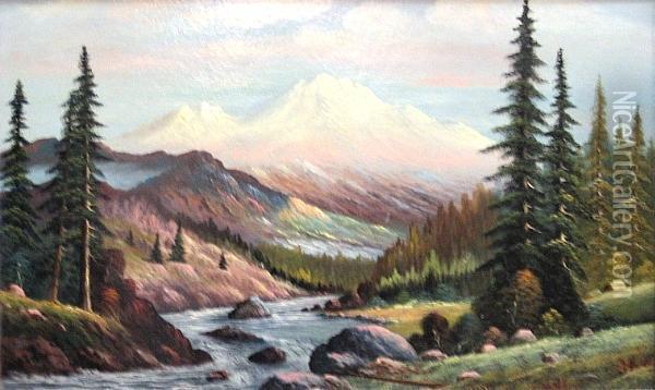 Mount Shasta Oil Painting - William M. Lemos