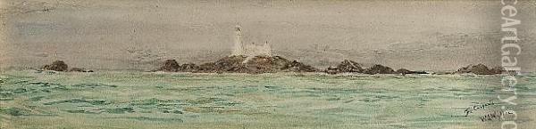 The Casquets Looking North, Guernsey Oil Painting - William Lionel Wyllie