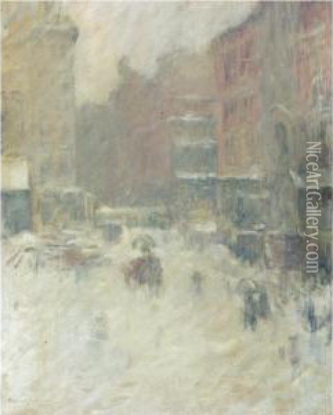 Snowy Day In Union Square Oil Painting - Edmund William Greacen