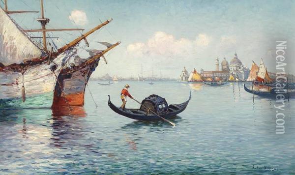 View Of The Canal Grande In Venice Oil Painting - Antonius Bernardus Dirckx