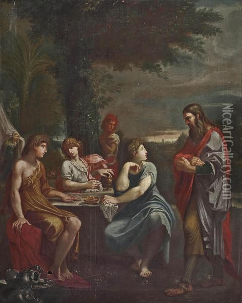 Abraham And The Three Angels Oil Painting - Lodovico Carracci