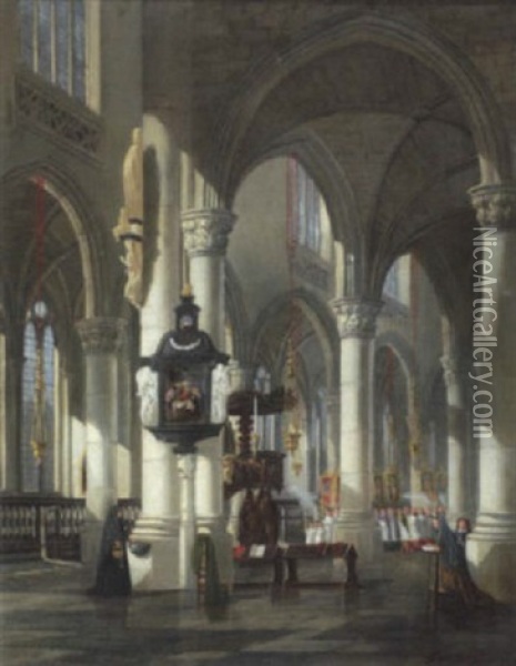 Kircheninterieur Mit Prozession Oil Painting - Adolf Seel