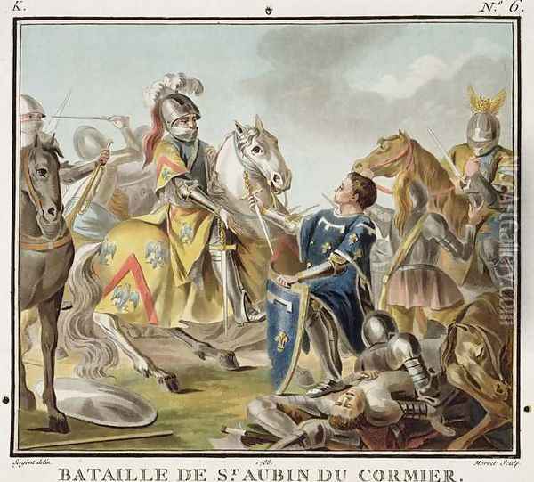 Battle of St Aubin du Cormier in 1488, engraved by Jean Baptiste Morret fl. 1790-1820 1788 Oil Painting - Antoine Louis Francois Sergent-Marceau