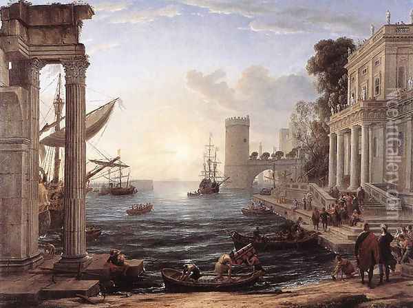Seaport with the Embarkation of the Queen of Sheba, 1648 Oil Painting - Claude Lorrain (Gellee)