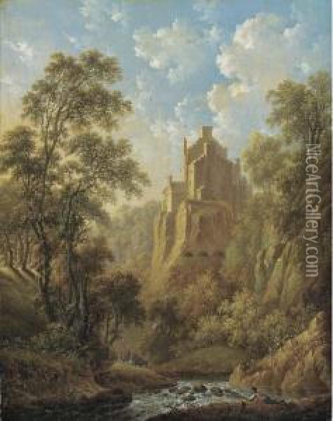 View Of Hawthornden Castle Oil Painting - Charles Towne