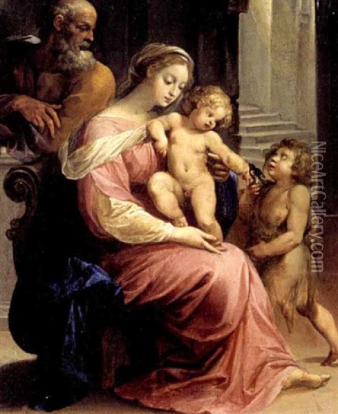 La Sainte Famille Et Saint Jean Baptiste Oil Painting - Giuseppe Cesari