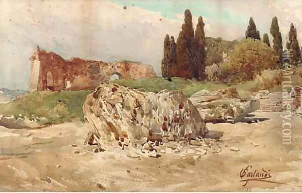 Palantine Hill, Roma Oil Painting - Onorato Carlandi