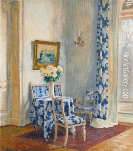 The Blue Room Oil Painting - Heinrich (Ed. Julius H.) Huebner