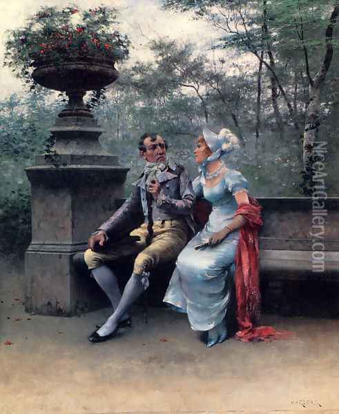 A Lovers' Quarrel Oil Painting - August Wilhelm Nikolaus Hagborg