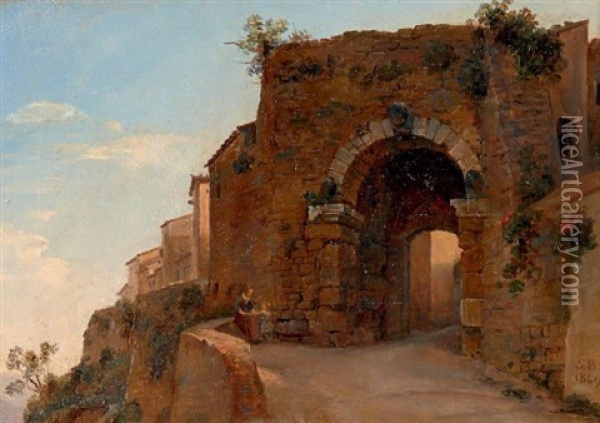 Porte D'un Village, Probablement En Italie Oil Painting - Josephine Sarazin de Belmont