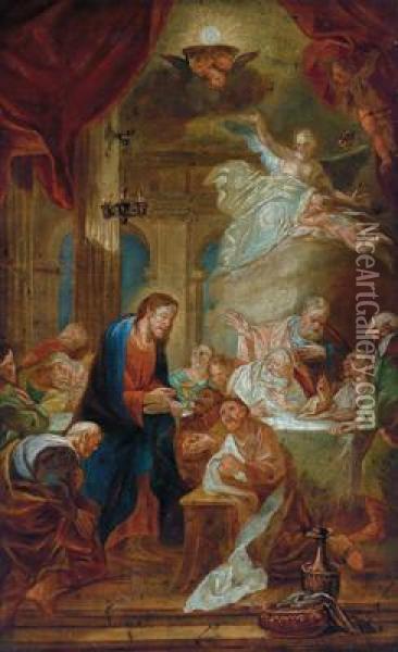 Jesus Reicht Den Aposteln Die Kommunion Oil Painting - Franz Anton Bronnenmeyer