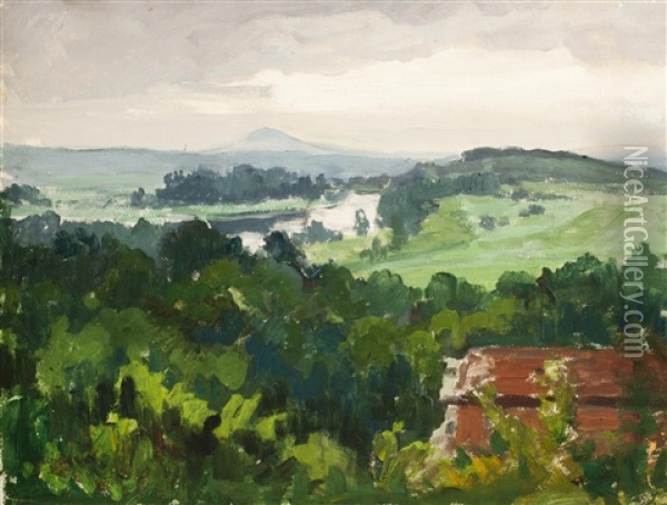 Landschaft Mit Fluss Oil Painting - Gustav Macoun