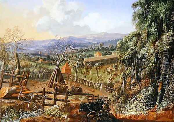 Fall Landscape in England with an Impending Storm Oil Painting - Robert Griffier