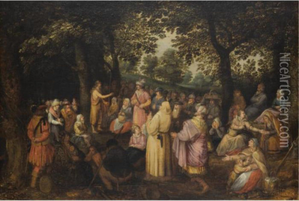Saint John The Baptist Preaching In The Wilderness Oil Painting - David Vinckboons