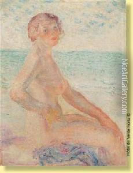 Jeune Femme Nue En Bord De Mer Oil Painting - Georges Morren