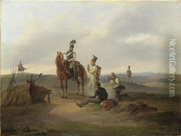 Two Battle Scenes Size Of Largest Oil Painting - Julius Carl Schulz