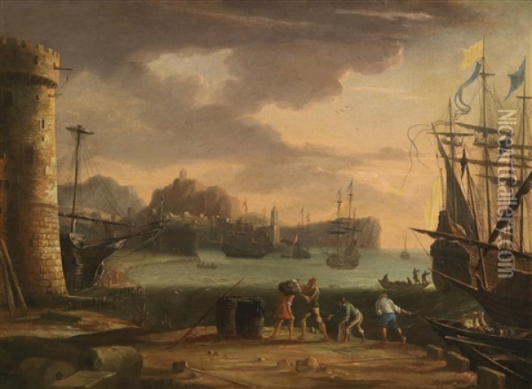 A Southern Seaport Oil Painting - Claude Lorrain