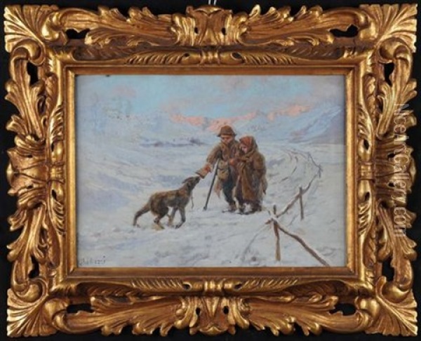 Paesaggio Con Neve Oil Painting - Ugo Gheduzzi