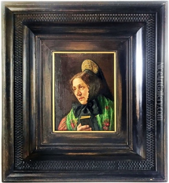 Bildnis Einer Alten Dame In Baden-wurttembergischer Tracht Oil Painting - Gustav Koehler